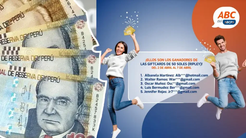 Lista de ganadores de los Gift Cards de 50 soles del Banco de Crédito del Perú - bcp